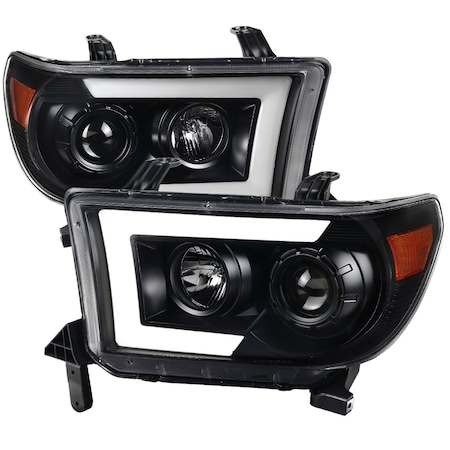 Spec-D Tuning 07-13 Toyota Tundra Projector Headlights With Amber Reflector-Black 2LHP-TUN07JM-SQ-RS